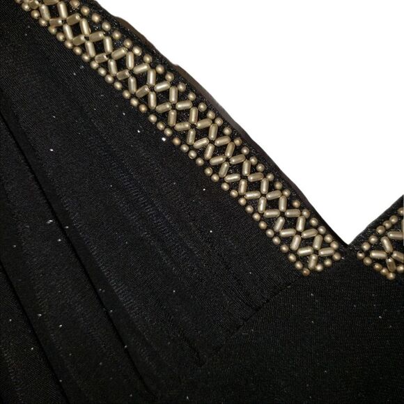 Eva Blue Juniors Black Sleeveless Gold Detail Sparkle Party Dress - Picture 7 of 9